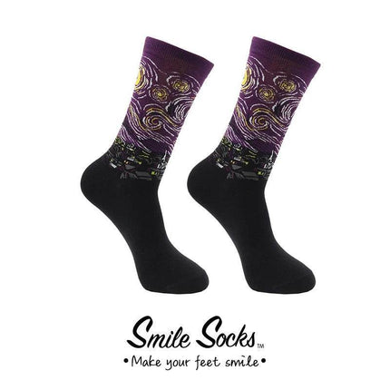 Men Starry Night Van Gogh Retro Mid - Tube Socks - Socks - Smile Socks - Mad Fly Essentials