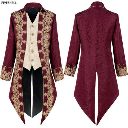 Men Steampunk Gothic Jacket Tailcoat Medieval Frock Costume - Costume - Five Shell - Mad Fly Essentials