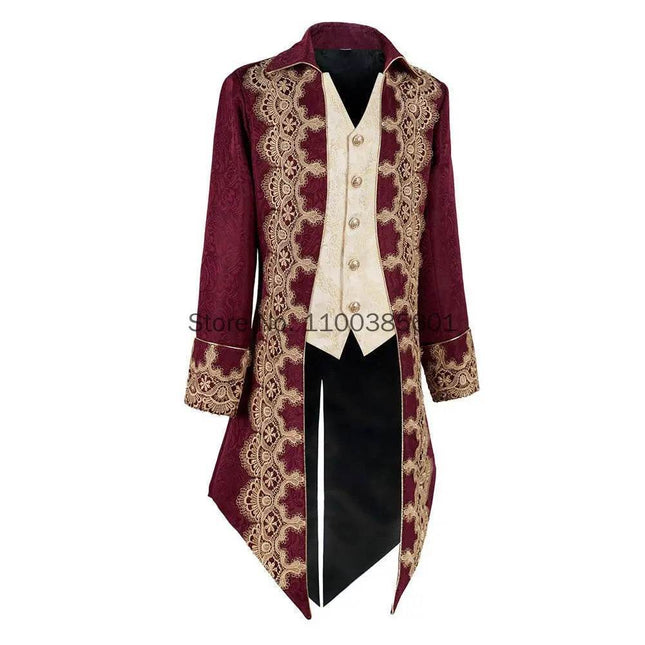 Men Steampunk Gothic Jacket Tailcoat Medieval Frock Costume - Costume - Five Shell - Mad Fly Essentials