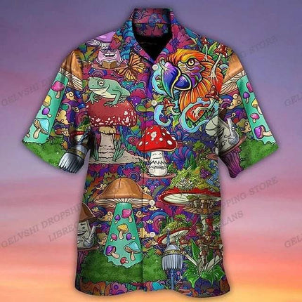 Men Summer 3D Mushroom Hawaiian Shirt - Shirt - Jeans Fritz - Mad Fly Essentials