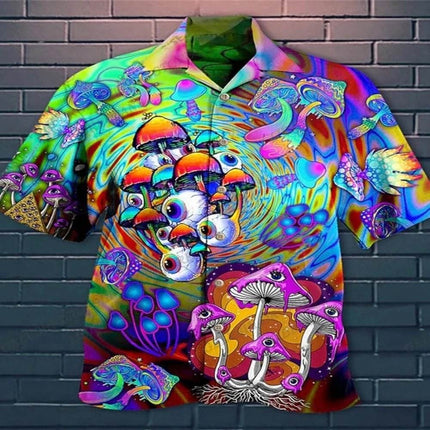 Men Summer 3D Mushroom Hawaiian Shirt - Mad Fly Essentials