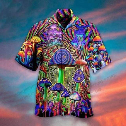 Men Summer 3D Mushroom Hawaiian Shirt - Shirt - Jeans Fritz - Mad Fly Essentials