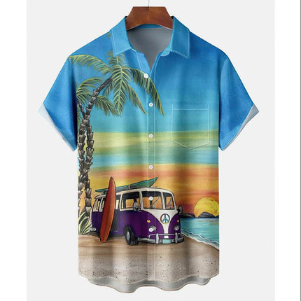 Men Summer Coconut Tiki Vacation Hawaiian Beach Shirt - Shirt - Beach Fellow - Mad Fly Essentials