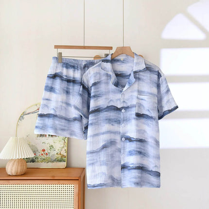 Men Summer Short Plaid Homewear Pajama Set - Pajama Set - DLXLOTOS - Mad Fly Essentials