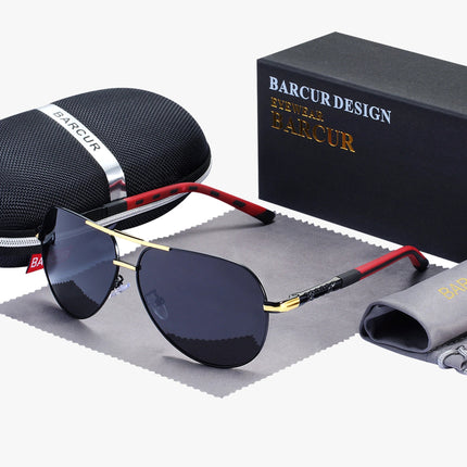 Men Sunglasses Polarized Red Designer Eyewear - Men Sunglasses - BARCUR - Mad Fly Essentials