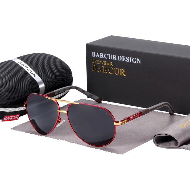 Men Sunglasses Polarized Red Designer Eyewear - Men Sunglasses - BARCUR - Mad Fly Essentials