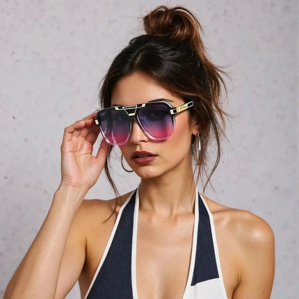 Men Sunglasses Retro Double Bridge Pilot Sunglasses Men Sunglasses SHAUNA Mad Fly Essentials