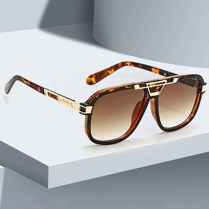 Men Sunglasses Retro Double Bridge Pilot Sunglasses Men Sunglasses SHAUNA Mad Fly Essentials
