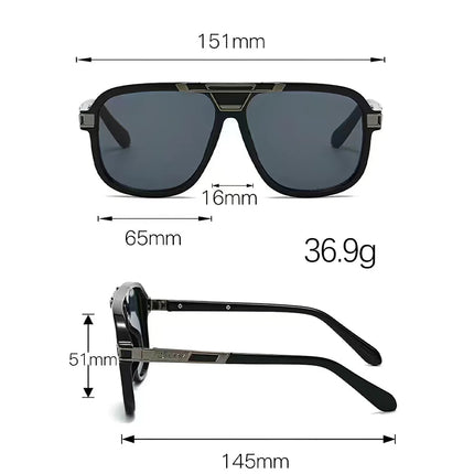 Men Sunglasses Retro Double Bridge Pilot Sunglasses Men Sunglasses SHAUNA Mad Fly Essentials