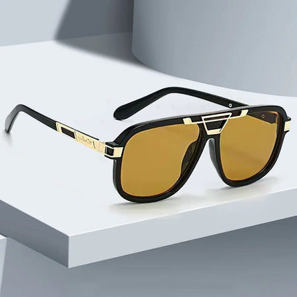 Men Sunglasses Retro Double Bridge Pilot Sunglasses Men Sunglasses SHAUNA Mad Fly Essentials