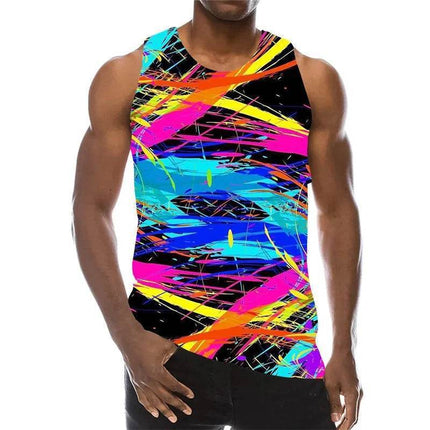 Men Tie - Dye Eye Ball 3D Gradient Tank Top - Tank Top - Metaphor - Mad Fly Essentials