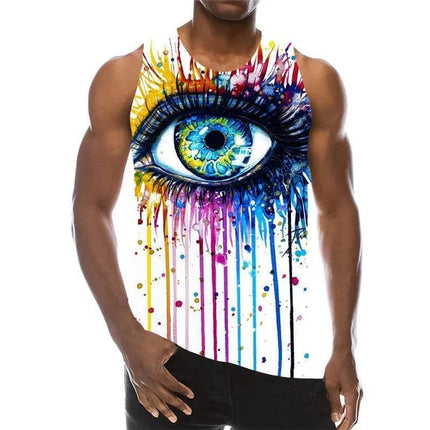 Men Tie - Dye Eye Ball 3D Gradient Tank Top - Tank Top - Metaphor - Mad Fly Essentials