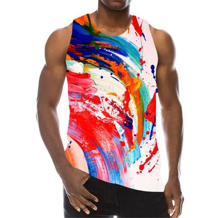 Men Tie - Dye Eye Ball 3D Gradient Tank Top - Tank Top - Metaphor - Mad Fly Essentials