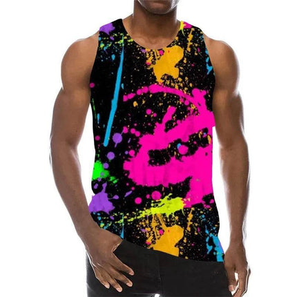Men Tie - Dye Eye Ball 3D Gradient Tank Top - Tank Top - Metaphor - Mad Fly Essentials