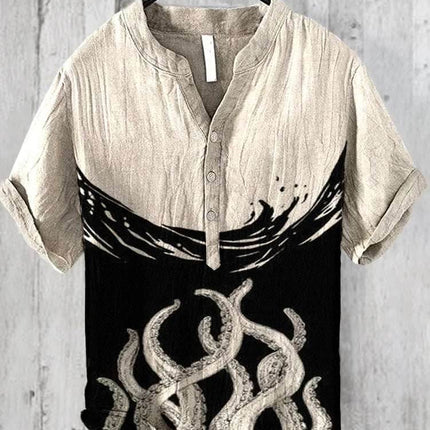 Men TIKI Red Octopus 3D Animal Hawaiian Shirt - Shirt - Wuiliy - Mad Fly Essentials