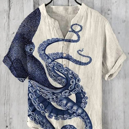 Men TIKI Red Octopus 3D Animal Hawaiian Shirt - Mad Fly Essentials