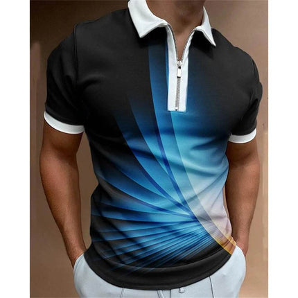 Men Turn - Down Zipper Polo 3D Shirt - Shirt - TrendSetter - Mad Fly Essentials