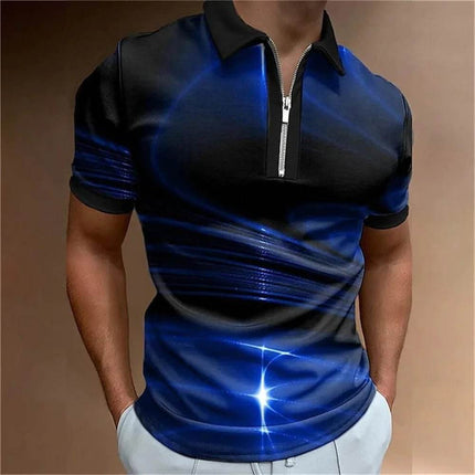Men Turn - Down Zipper Polo 3D Shirt - Shirt - TrendSetter - Mad Fly Essentials