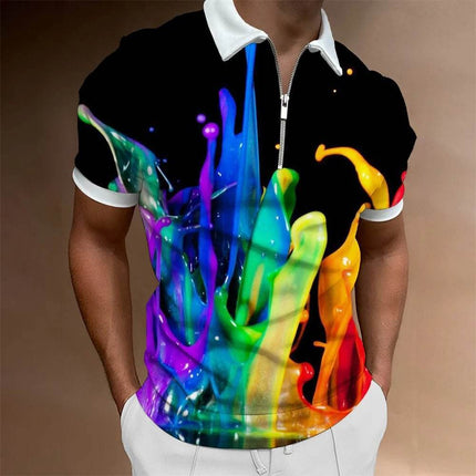 Men Turn - Down Zipper Polo 3D Shirt - Shirt - TrendSetter - Mad Fly Essentials