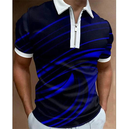 Men Turn - Down Zipper Polo 3D Shirt - Shirt - TrendSetter - Mad Fly Essentials