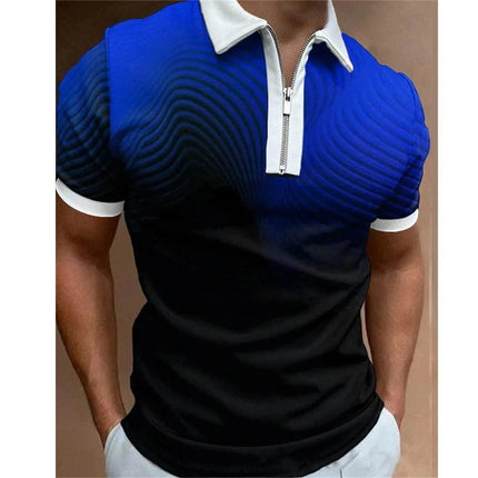 Men Turn - Down Zipper Polo 3D Shirt - Shirt - TrendSetter - Mad Fly Essentials