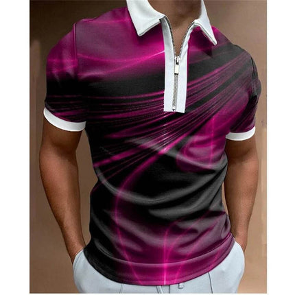 Men Turn - Down Zipper Polo 3D Shirt - Shirt - TrendSetter - Mad Fly Essentials