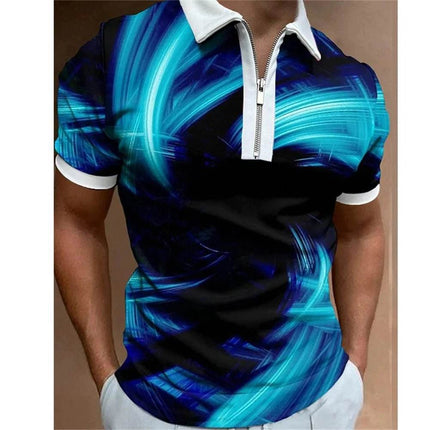 Men Turn - Down Zipper Polo 3D Shirt - Shirt - TrendSetter - Mad Fly Essentials