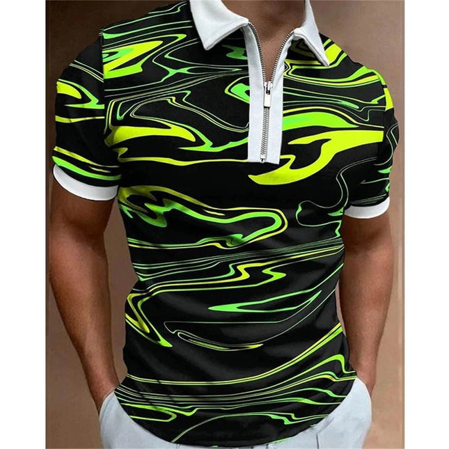 Men Turn - Down Zipper Polo 3D Shirt - Shirt - TrendSetter - Mad Fly Essentials