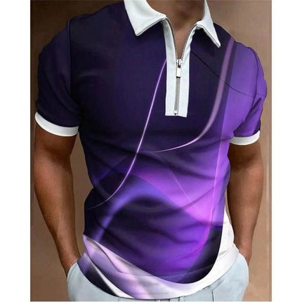 Men Turn - Down Zipper Polo 3D Shirt - Shirt - TrendSetter - Mad Fly Essentials