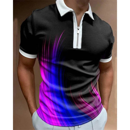 Men Turn - Down Zipper Polo 3D Shirt - Shirt - TrendSetter - Mad Fly Essentials