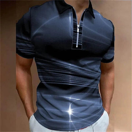 Men Turn - Down Zipper Polo 3D Shirt - Shirt - TrendSetter - Mad Fly Essentials
