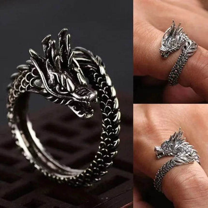 Men Vintage Adjustable Dragon Ring - Mad Fly Essentials