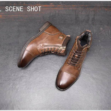 Men Vintage Business Casual Leather Boots - Boots - BHKH - Mad Fly Essentials