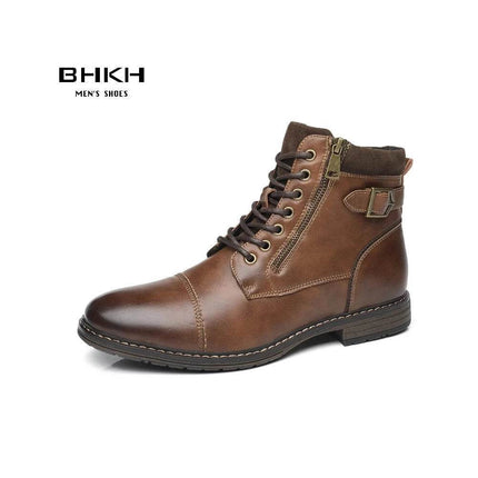 Men Vintage Business Casual Leather Boots - Boots - BHKH - Mad Fly Essentials