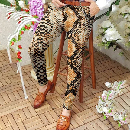 Men Vintage Pattern Slim Fit Business Casual Pants - Pants - Fanweilin - Mad Fly Essentials