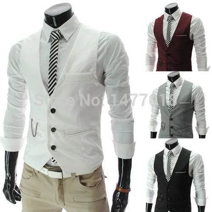 Men Waistcoat Dress Vest Business Casual Medieval Costume - Costume - BC - Mad Fly Essentials