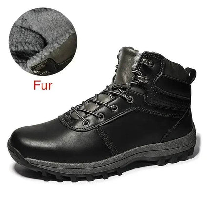 Men Winter Warm Black Leather Boots - Boots - DEKABR - Mad Fly Essentials