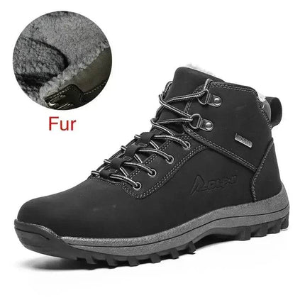 Men Winter Warm Black Leather Boots - Boots - DEKABR - Mad Fly Essentials