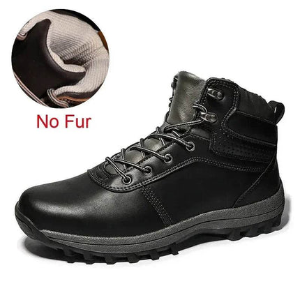 Men Winter Warm Black Leather Boots - Boots - DEKABR - Mad Fly Essentials