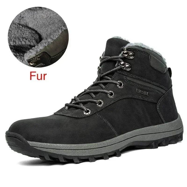 Men Winter Warm Black Leather Boots - Boots - DEKABR - Mad Fly Essentials