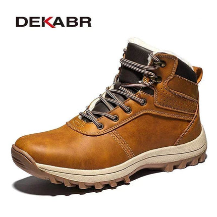 Men Winter Warm Black Leather Boots - Boots - DEKABR - Mad Fly Essentials