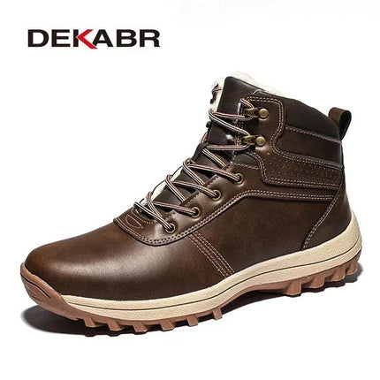 Men Winter Warm Black Leather Boots - Boots - DEKABR - Mad Fly Essentials