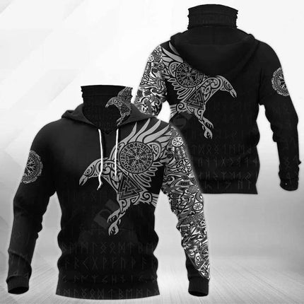 Men Wolf Raven Tribal Casual Mask 3D Hoodies - Hoodies - PLstar Cosmos - Mad Fly Essentials