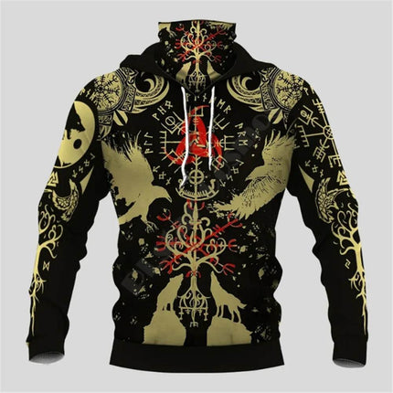 Men Wolf Raven Tribal Casual Mask 3D Hoodies - Hoodies - PLstar Cosmos - Mad Fly Essentials