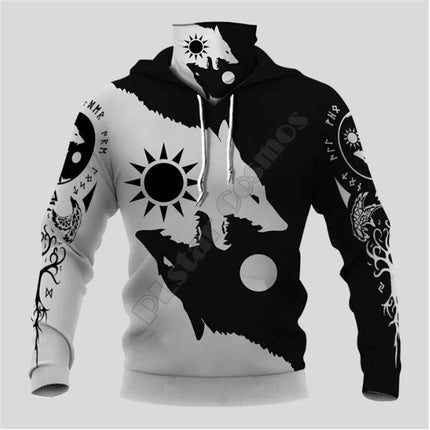 Men Wolf Raven Tribal Casual Mask 3D Hoodies - Hoodies - PLstar Cosmos - Mad Fly Essentials