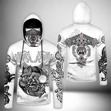 Men Wolf Raven Tribal Casual Mask 3D Hoodies - Hoodies - PLstar Cosmos - Mad Fly Essentials