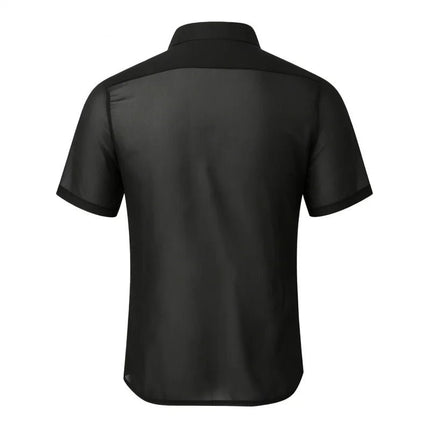 Mens Clubwear Cuban Collar Transparent Party Tops - Mens Clubwear - Cailaoban - Mad Fly Essentials