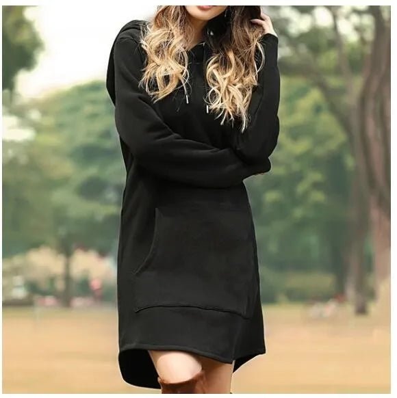 Midi Dress Women Casual Pocket Oversized Hoodie Dress - MIDI Dress - Jocoo Jolee - Mad Fly Essentials