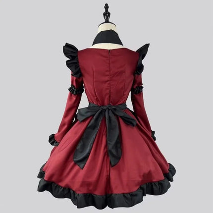 Midi Dress Women Gothic Red Black Maid Costume - MIDI Dress - InsDoit - Mad Fly Essentials