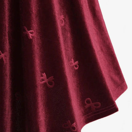 Midi Dress Women Gothic Red Velvet Embossed Dress - MIDI Dress - Boho Girl - Mad Fly Essentials
